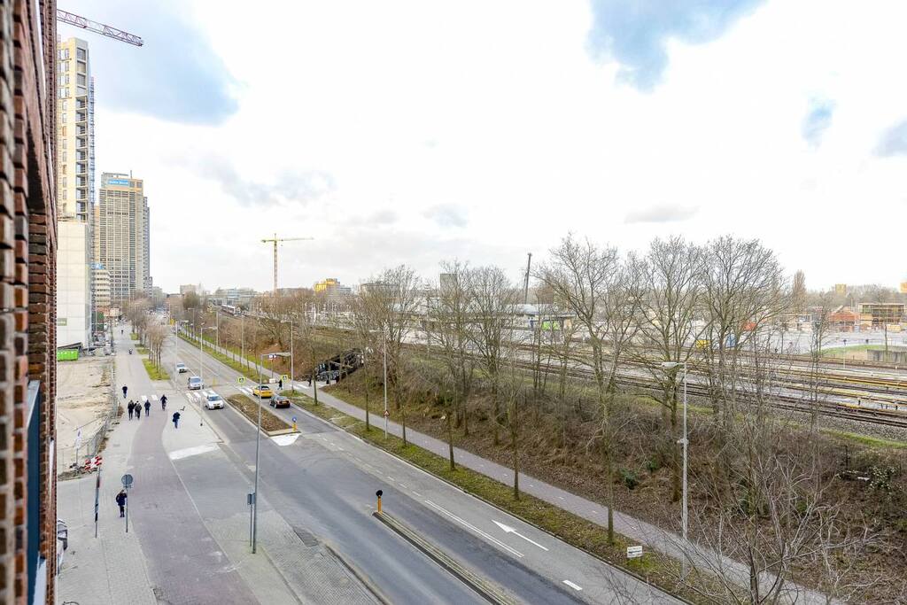 The view from the apartment, showing the metro stop Spaklerweg.