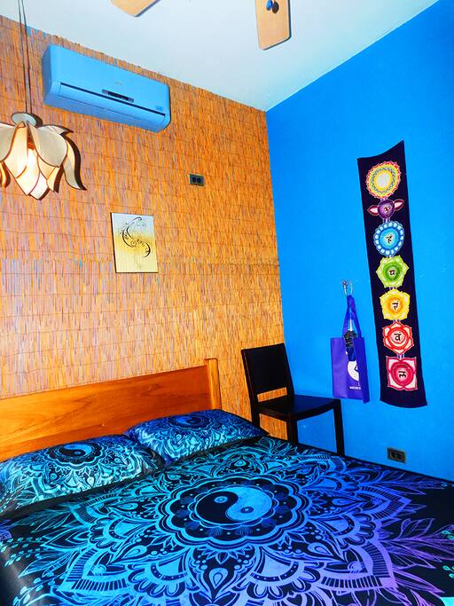 Air-conditioner and ceiling fan. Shopping bag and umbrella. Free Wi-Fi.
