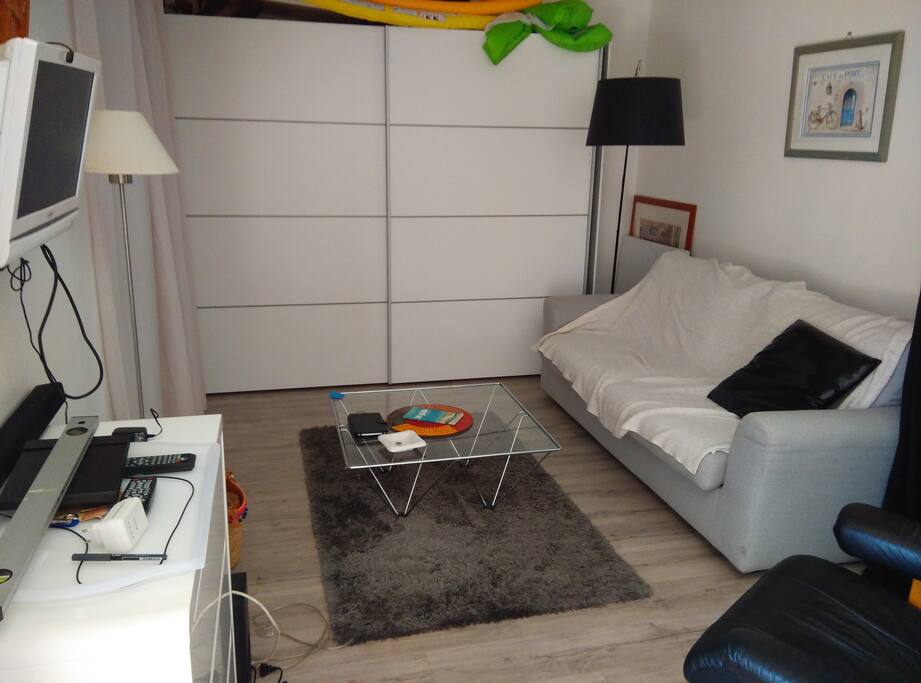 coin salon / chambre (canapé-lit + rideau occultant )