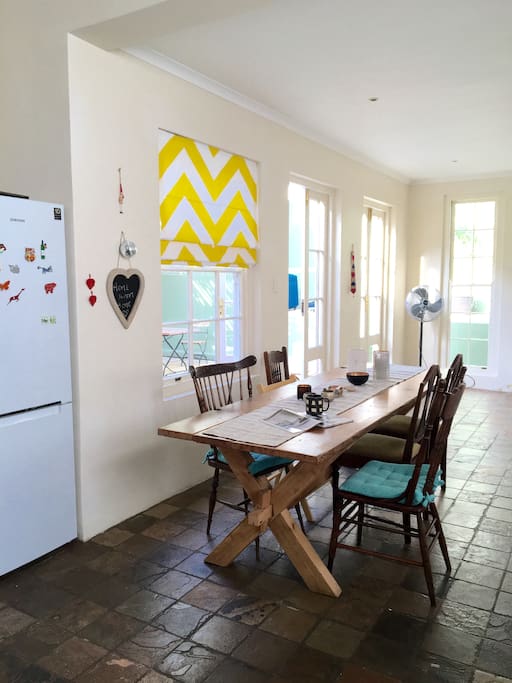 Big country style kitchen that opens up to a big courtyard