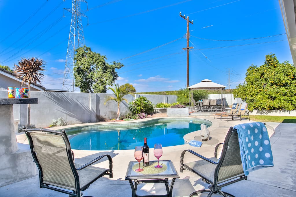 Sit in the California Sunshine! Watch the kids swim!