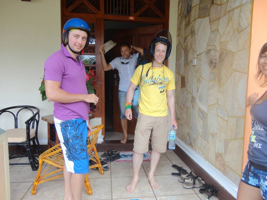 Guests getting ready to go on excurtion on scooters