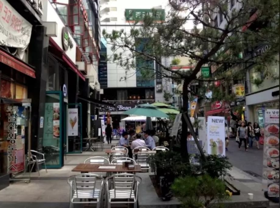once you step out of the building, you will be surrounded by many shops and restaurants and coffee shops ^^ are you ready to go shopping?^^
