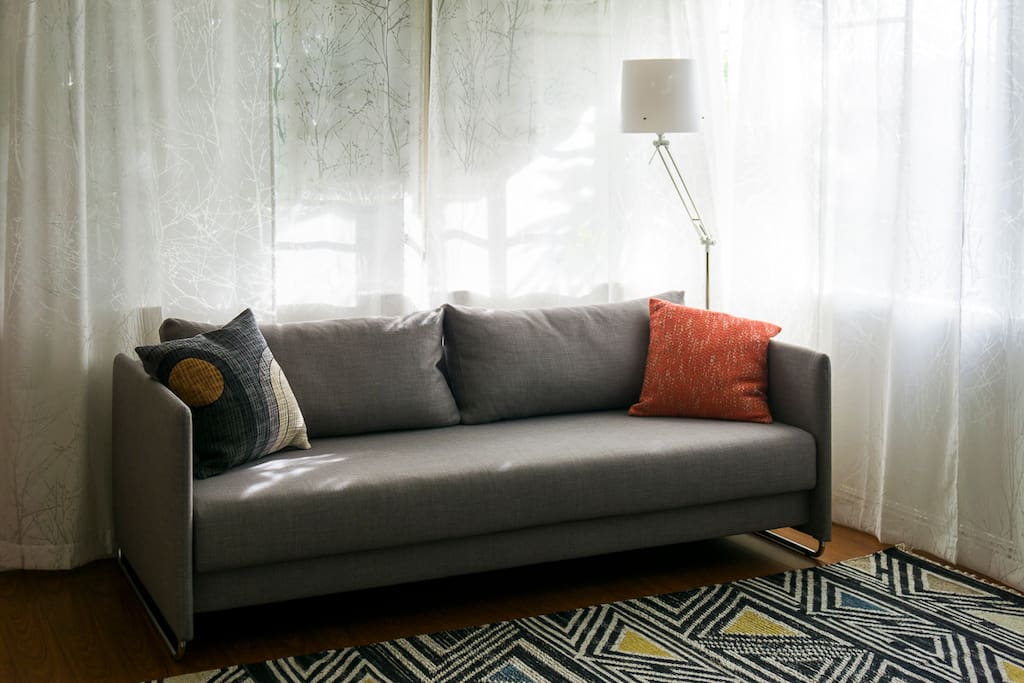 Sofa turns into a comfortable firm bed. There is no other bed in the studio (only Japanese-style futon for 1 person)