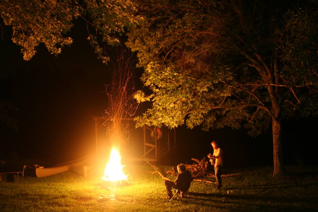 The firepit in the backyard