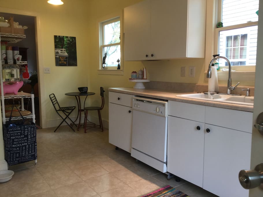 Bistro table in kitchen with sunny west facing window.