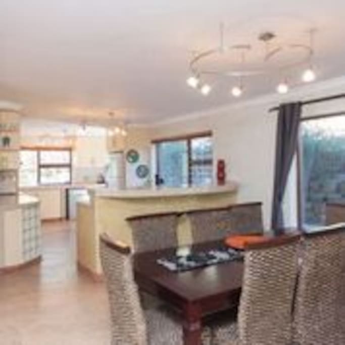 open plan kitchen and diningroom