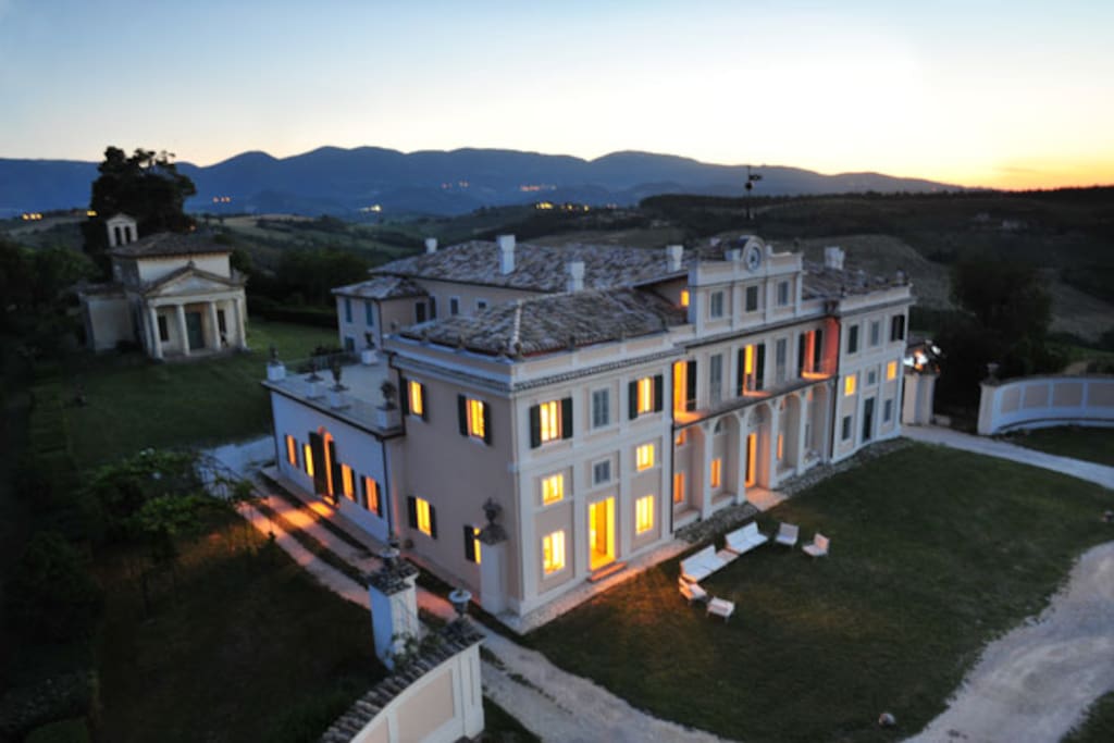 The  Villa and the Chapel on sunset