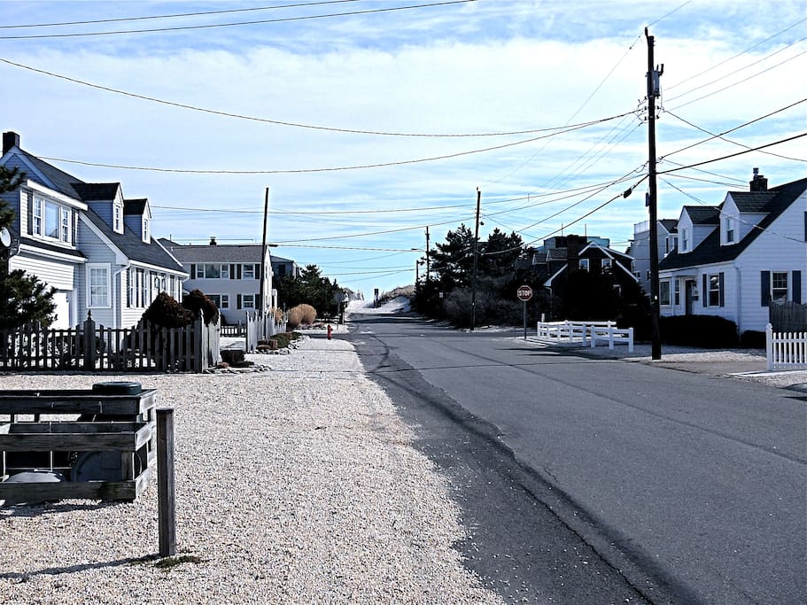 View of beach entrance from ocean-side beach entrance from driveway.