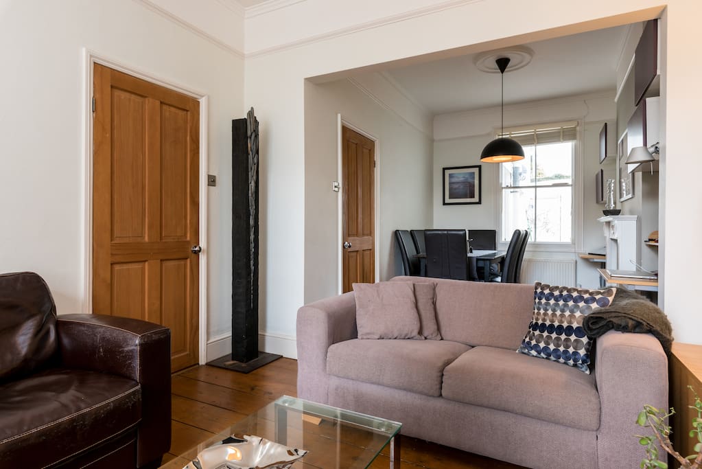 view of living room and dining room