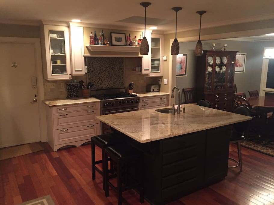 Open kitchen with Viking Appliances