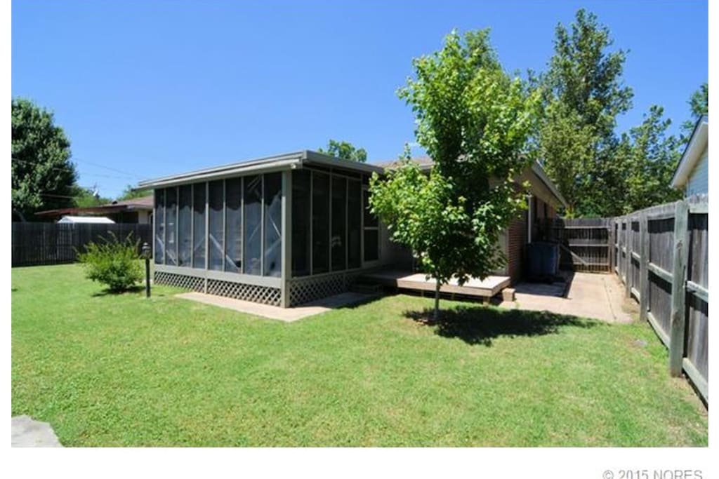 Backyard is private, with a completely screened in porch to be able to enjoy being outside without the bugs!