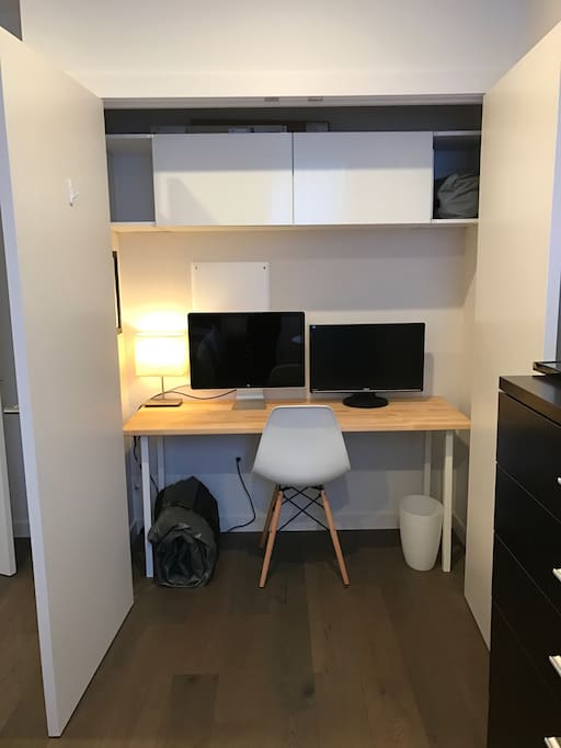 The closet in the guest room is an office! Feel free to use this as a workspace as needed! The air mattresses are here as well.