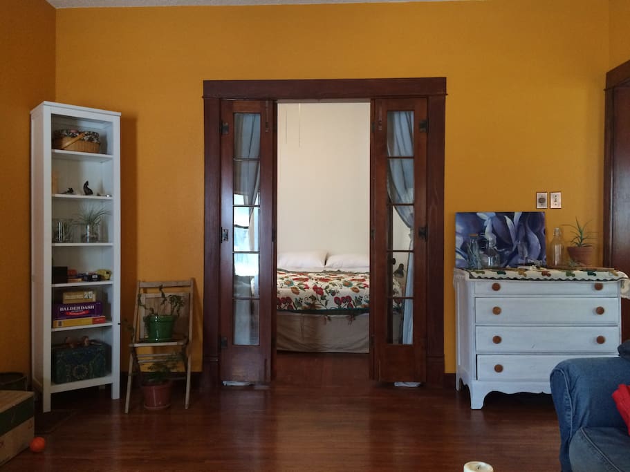 Living room looking into guest room