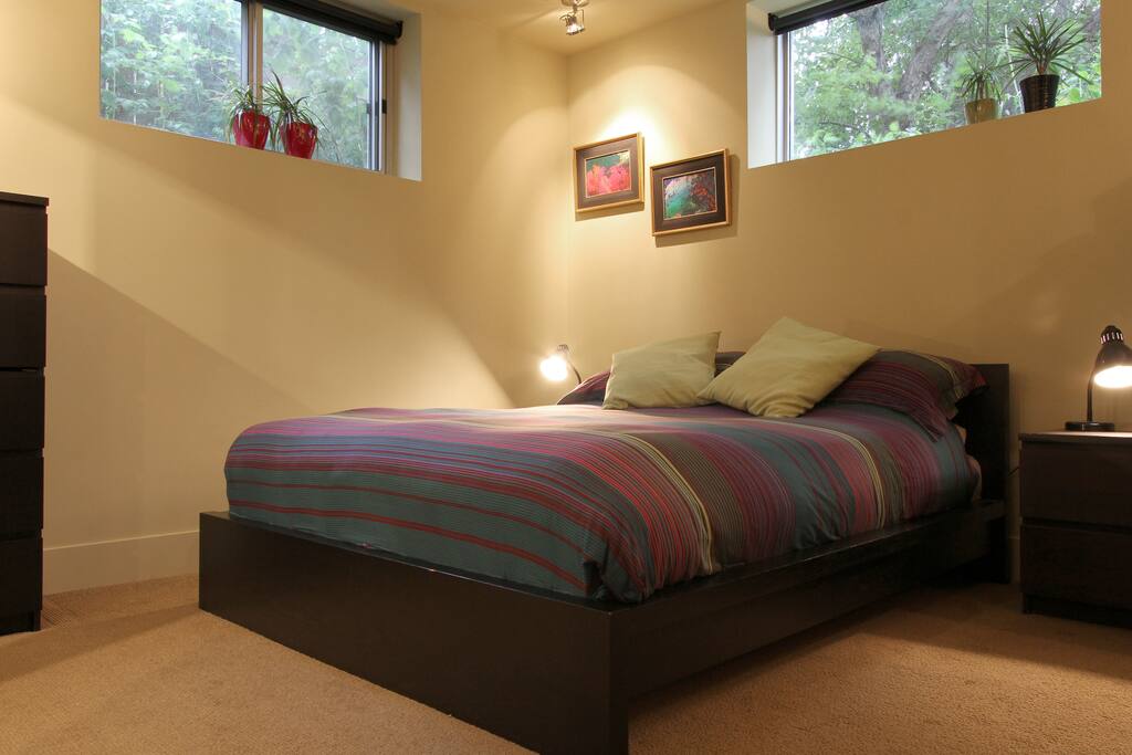 " we were very happy to find that the room was large, extremely clean and comfortable, and very attractive. It is in the basement but has a high ceiling, a window that opens and blackout blinds" Review from Caroline Oct 2016