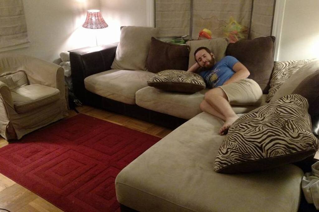Our couches are super comfy. You can watch TV or play video games if you'd like.