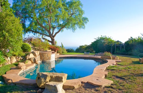 Hilltop Montecito with Ocean View,  Pool & Hot Tub
