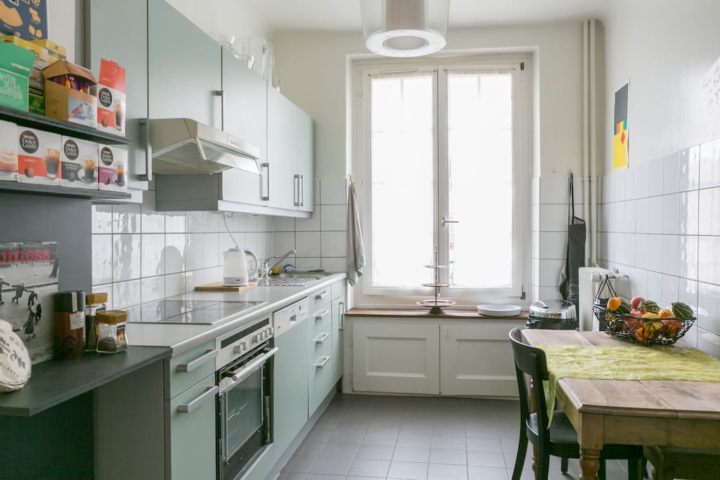 You can use the kitchen