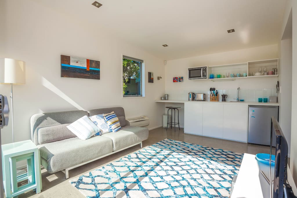 Studio living area & kitchen