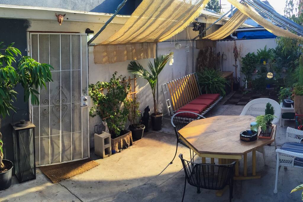 Private garden with front entrance