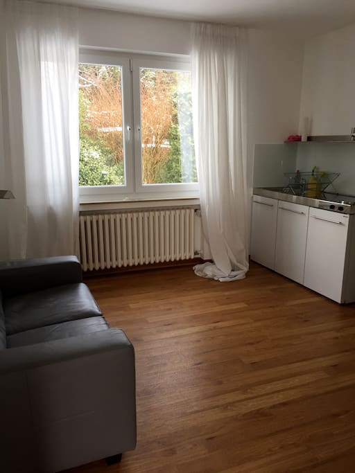Wohnzimmer mit Küche - Living room with kitchen