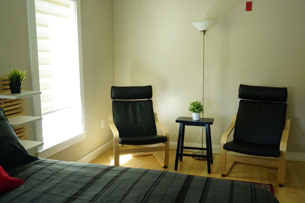 Private sitting area in master bedroom.