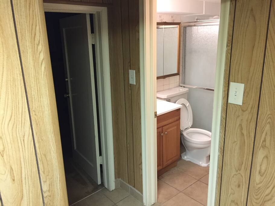 The bathroom, towel, soap, to available if desired.