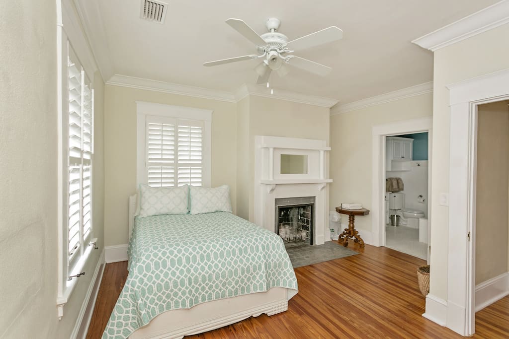 Bedroom 3, with fireplace and private bathroom access