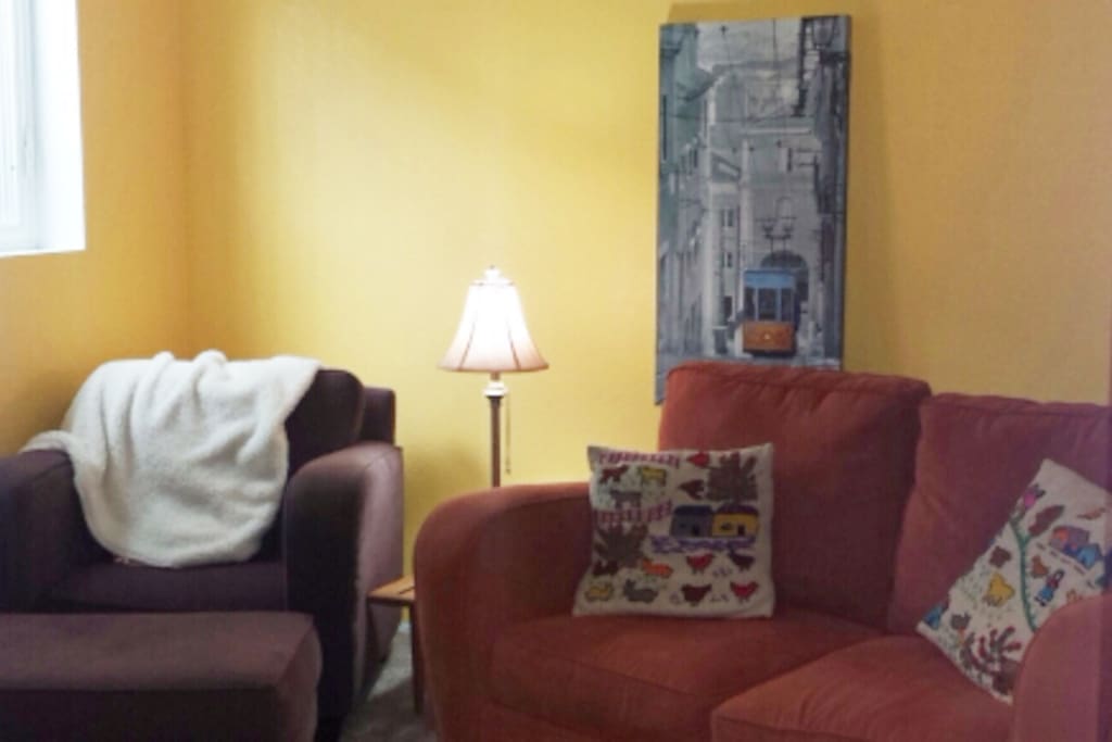 Sitting area with big screen tv