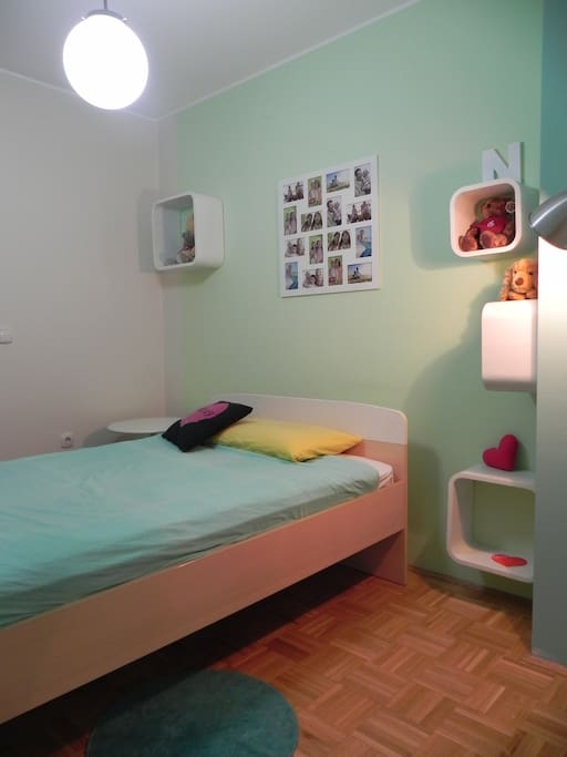 Room 2 with double bed (120 cm) and a big balcony