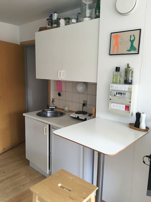 The kitchen area