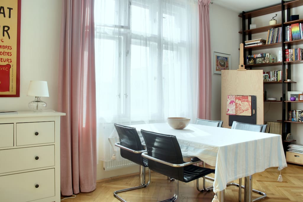 living room with kitchen corner