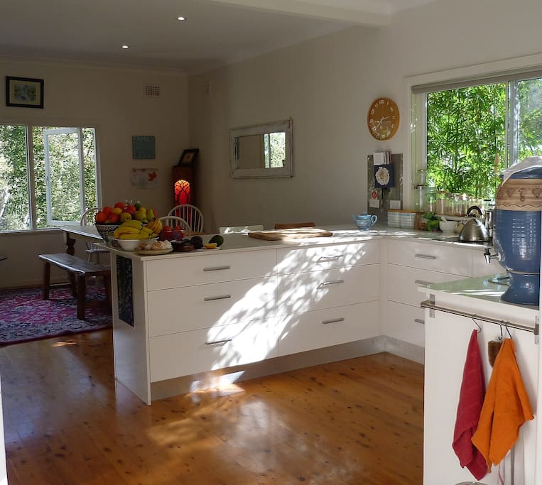 Family Kitchen with dishwasher, double sink, french fridge, oven and microwave
