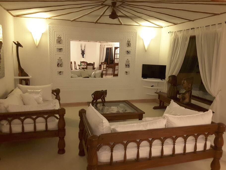 living area with TV