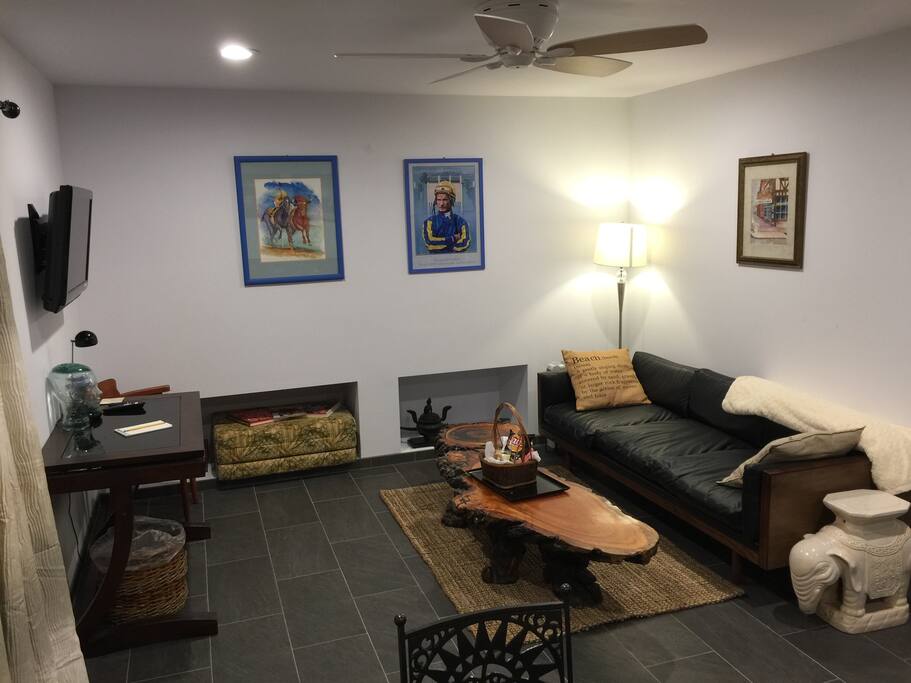 The Living room area with flat screen TV streaming content and wi-fi.