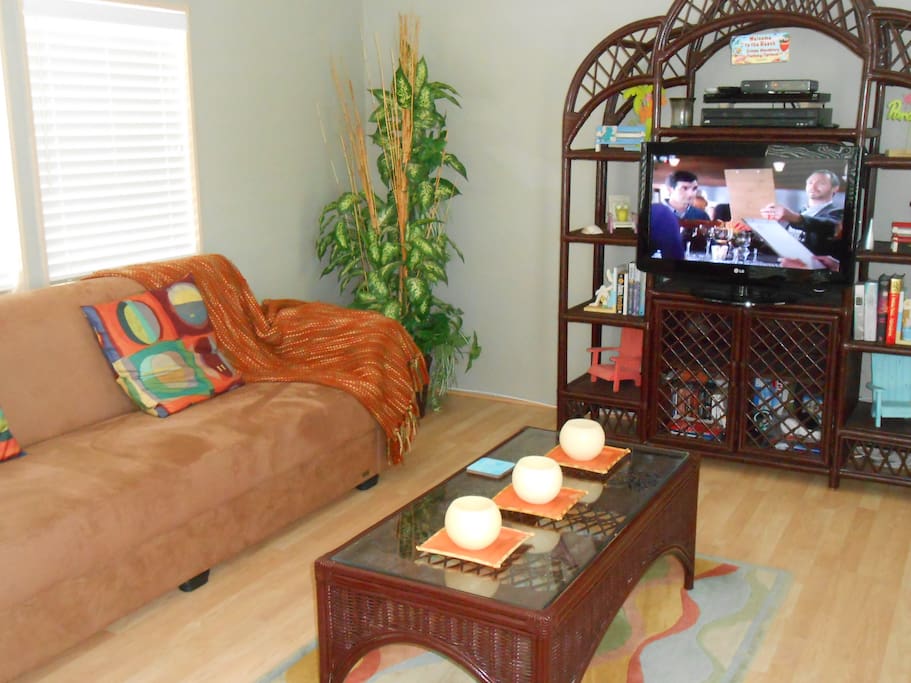 Living room with television and cable