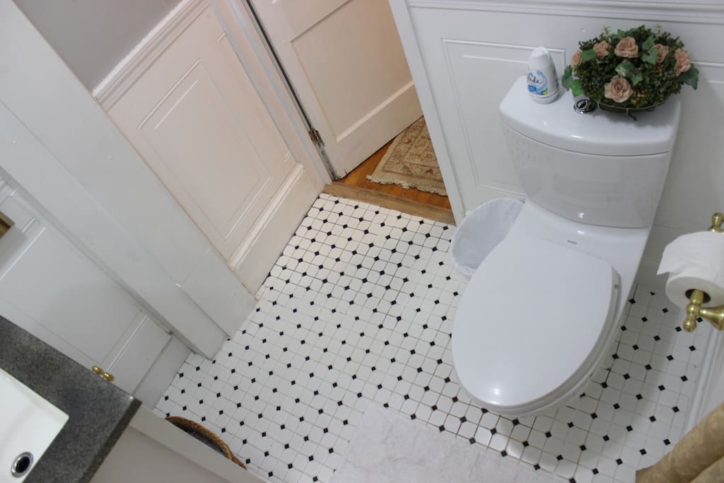 Private attached bathroom of room #2 on the first floor
