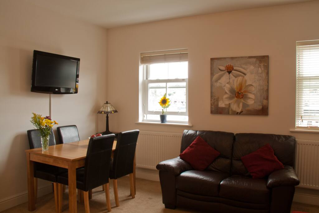 Dining area and TV with Freeview channels and DVD player