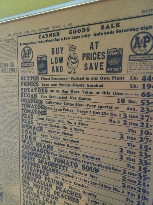 Page from The Montreal Daily Star, March 1929 - hanging on the wall