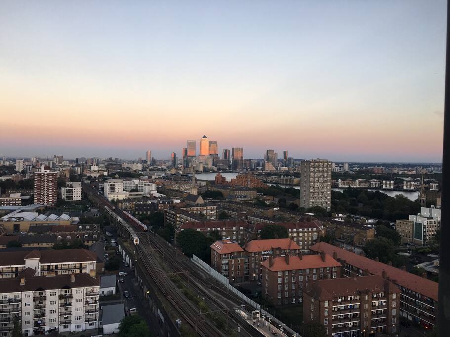 View at dusk from balcony