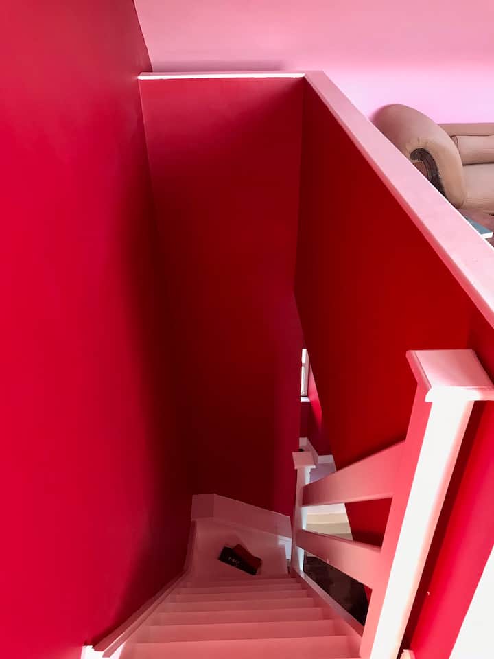 The loft is spacious and sleeps 3. The stairs leading directly from the main stairwell is narrow and steep, but worth it for the amazing view and cosy atmosphere. Best suited for teens and kids over 7.