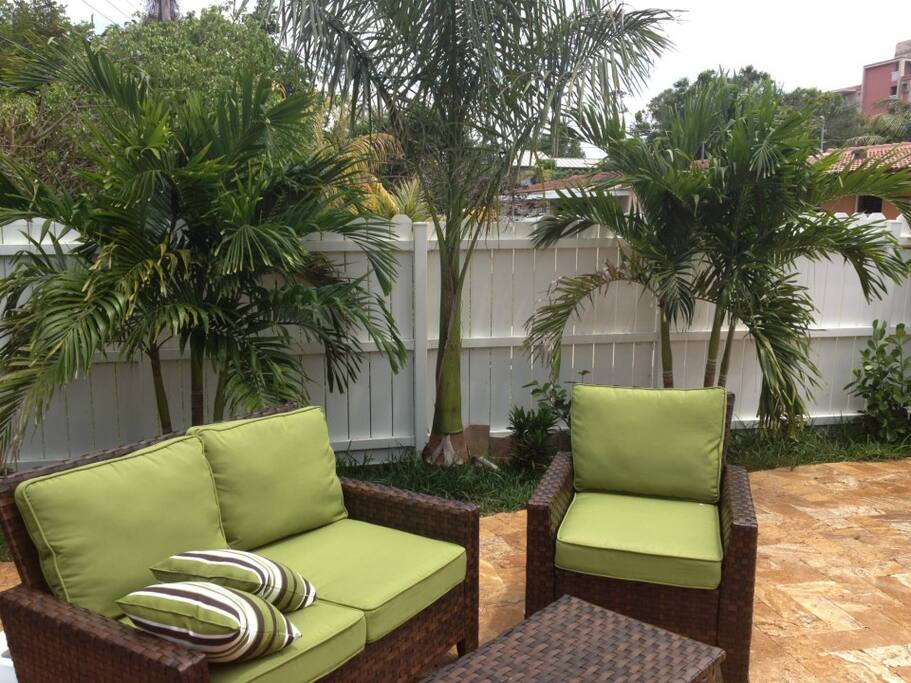 back patio - plenty of furniture and seating