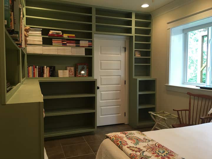Bedroom-library.  Large shelves and cubbies available to keep you organized.  