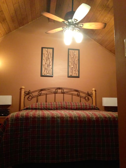 King master enclosed loft with skylight, 4 windows, walk in closet, TV, DVD, and attached full bath. Bed and premium mattress brand new August 2018! Photo not yet updated.