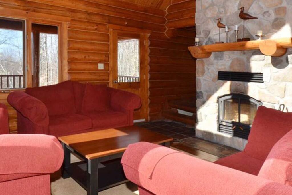 Sink into the comfortable sofa and enjoy the fireplace.