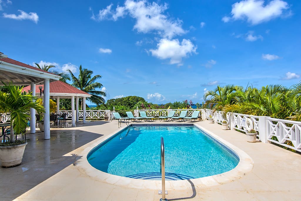 View of the pool from the villa