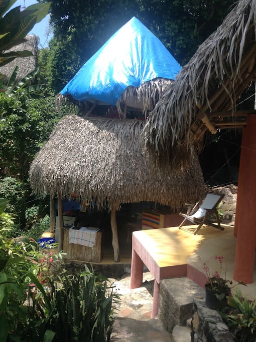 Casa Paloma Arriba sits in a lush jungle setting 4 minute walk above the sea with the sounds of the ocean sharing time and space with the jungle birds. There are three separate sleeping areas with lots of privacy. Location is close to stores, restaurants and beaches above the pueblo and at the beginning of the point.