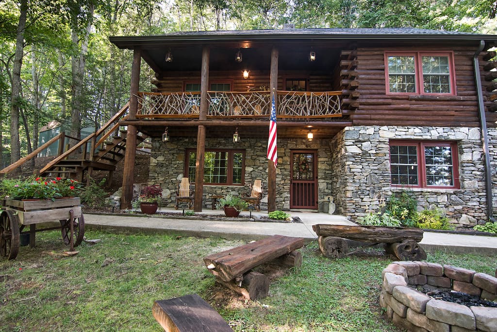 Front of Candlefire Cabin - Guest Apartment is Ground-Floor Stone Level