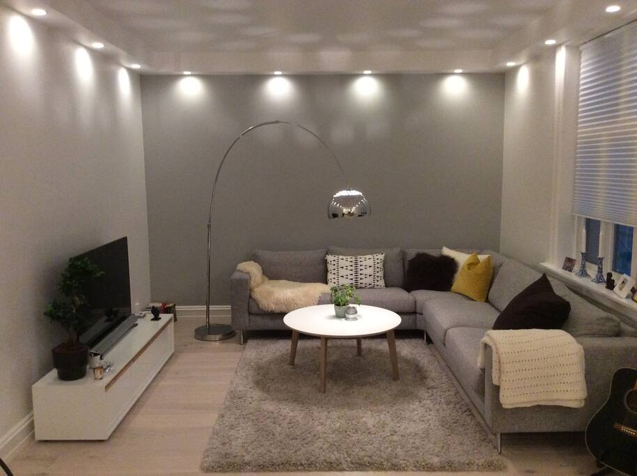 Living room area with 50" TV