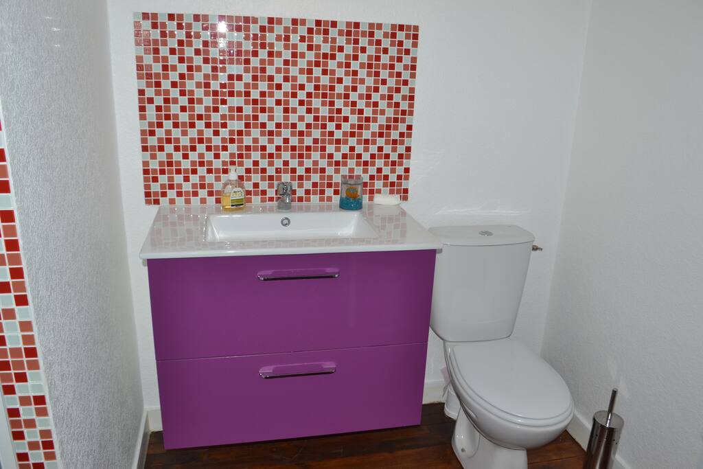 Salle de bain côté wc, lavabo